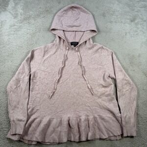 S Christina Hoodie Womens L/XL Pink 100% Cashmere Sweater Pullover Ruffle